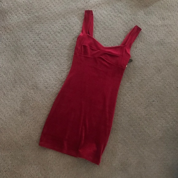 Like New Red Velour Velvet Bodycon Sweetheart Dress S - Picture 3 of 4